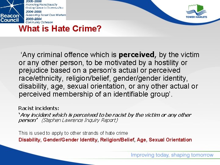 What is Hate Crime? ‘Any criminal offence which is perceived, by the victim or