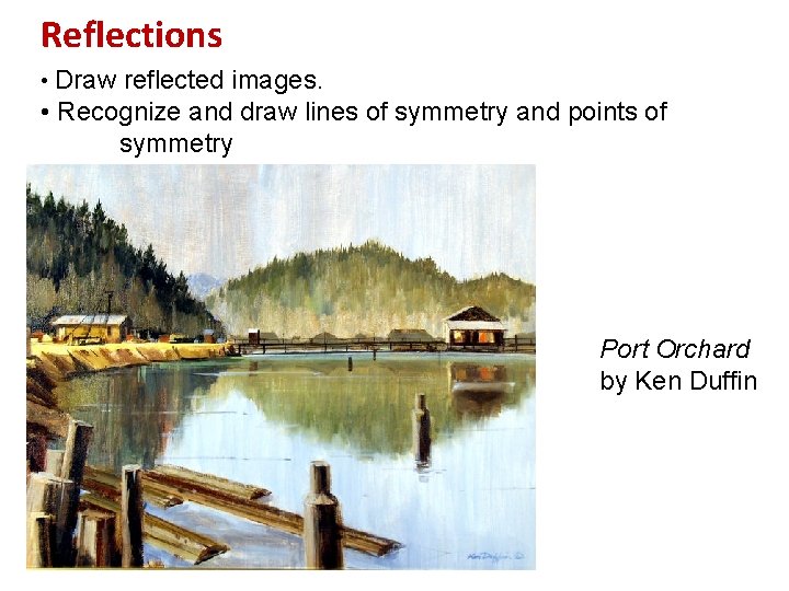 Key Reflections Draw Reflections Draw reflected images Recognize and draw lines