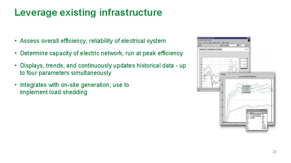 Leverage existing infrastructure • Assess overall efficiency, reliability of electrical system • Determine capacity