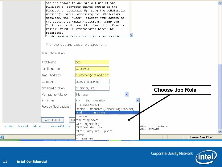 Choose Job Role 11 Intel Confidential Choose Job Role 11 Intel Confidential