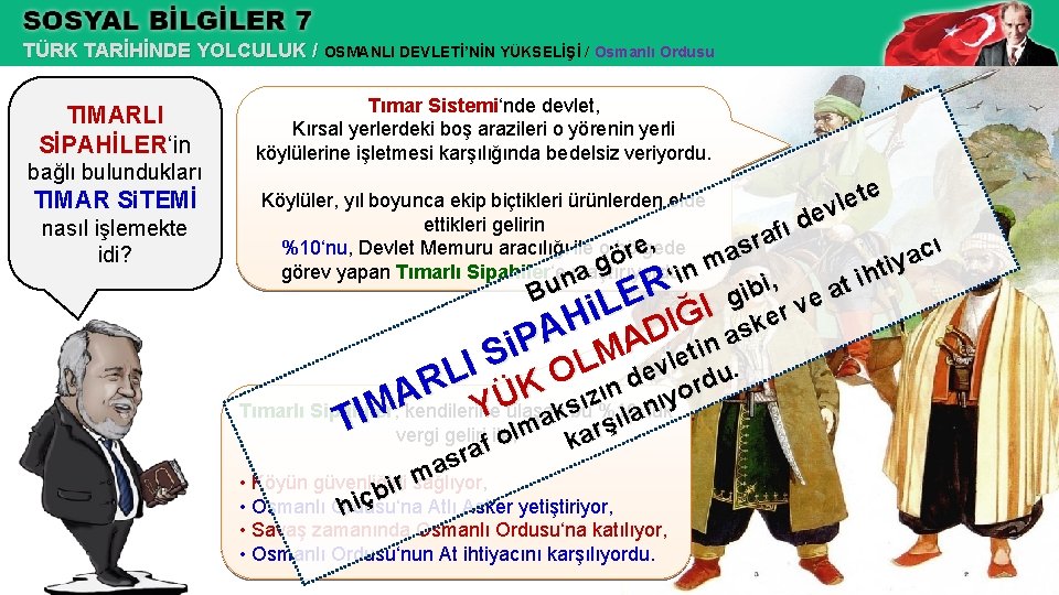 TÜRK TARİHİNDE YOLCULUK / OSMANLI DEVLETİ’NİN YÜKSELİŞİ / Osmanlı Ordusu TIMARLI SİPAHİLER‘in bağlı bulundukları
