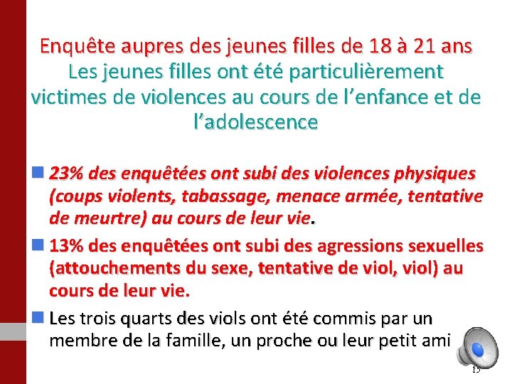 Enquête aupres des jeunes filles de 18 à 21 ans Les jeunes filles ont