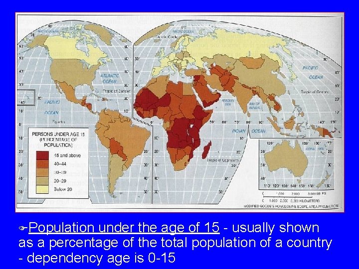FPopulation under the age of 15 - usually shown as a percentage of the FPopulation under the age of 15 - usually shown as a percentage of the