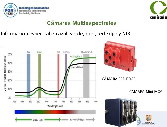 Cámaras Multiespectrales Información espectral en azul, verde, rojo, red Edge y NIR CÁMARA RED