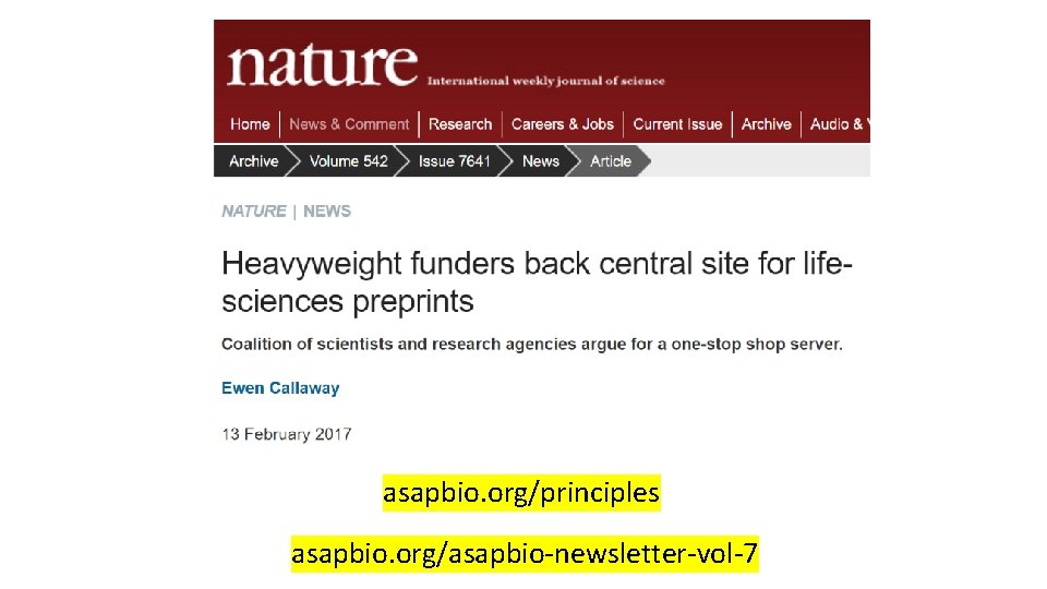 asapbio. org/principles asapbio. org/asapbio-newsletter-vol-7 