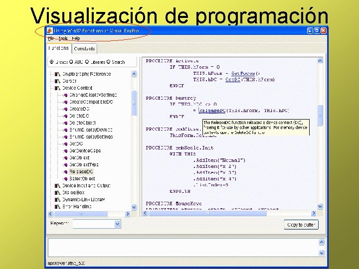 Visualización de programación 