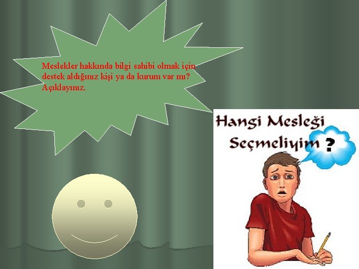 Meslekler hakkında bilgi sahibi olmak için destek aldığınız kişi ya da kurum var mı?