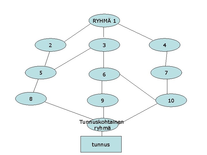 RYHMÄ 1 2 5 8 3 6 9 Tunnuskohtainen ryhmä tunnus 4 7 10