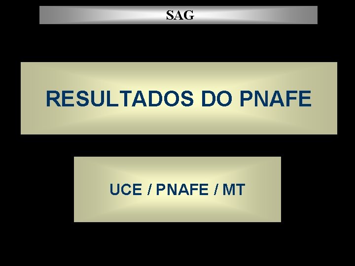 SAG RESULTADOS DO PNAFE UCE / PNAFE / MT 