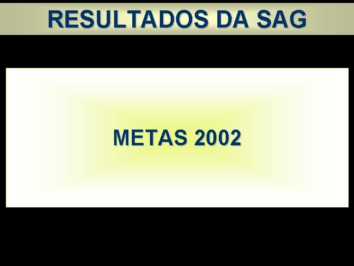 RESULTADOS DA SAG METAS 2002 