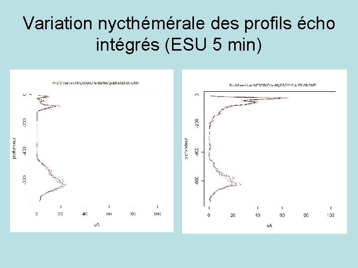 Variation nycthémérale des profils écho intégrés (ESU 5 min) 