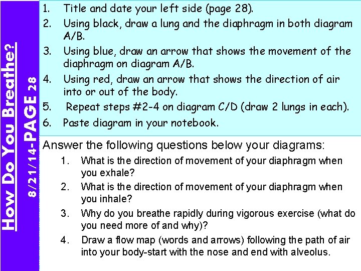 How Do You Breathe? 8/21/14 -PAGE 28 1. 2. 3. 4. 5. 6. Title