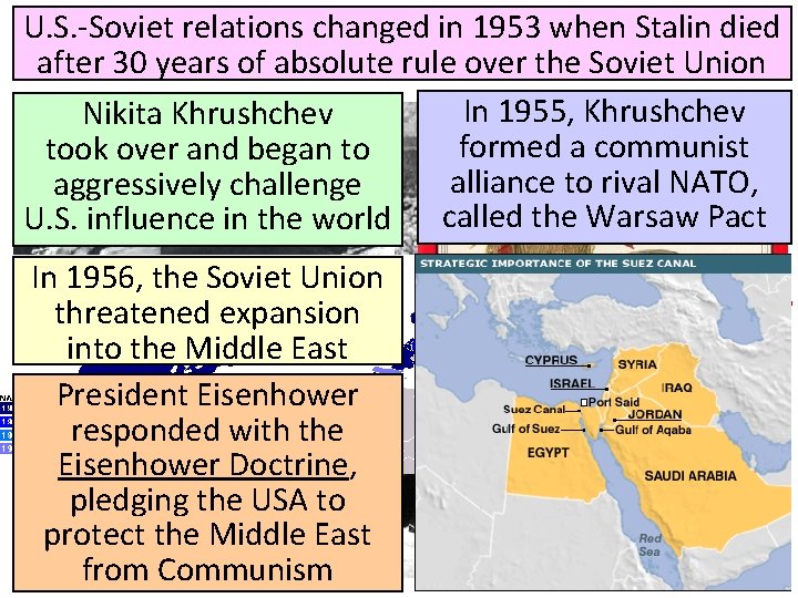 U. S. -Soviet relations changed in 1953 when Stalin died after 30 years of