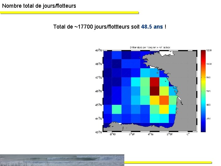 Nombre total de jours/flotteurs Total de ~17700 jours/flottteurs soit 48. 5 ans ! 