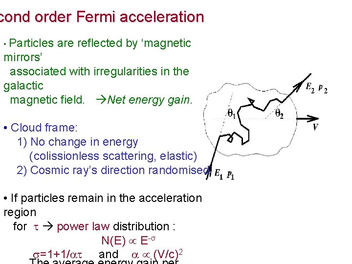 cond order Fermi acceleration • Particles are reflected by ‘magnetic mirrors’ associated with irregularities