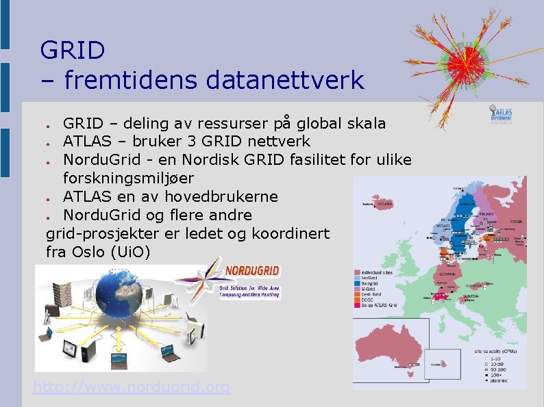 GRID – fremtidens datanettverk GRID – deling av ressurser på global skala ● ATLAS