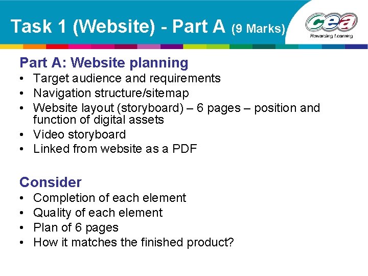 Task 1 (Website) - Part A (9 Marks) Part A: Website planning • Target