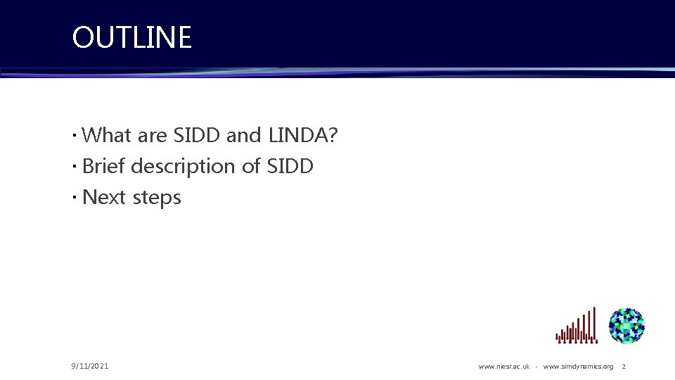 OUTLINE What are SIDD and LINDA? Brief description of SIDD Next steps 9/11/2021 www.