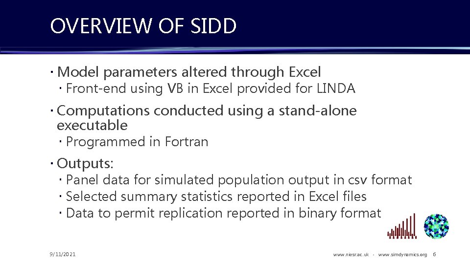 OVERVIEW OF SIDD Model parameters altered through Excel Front-end using VB in Excel provided