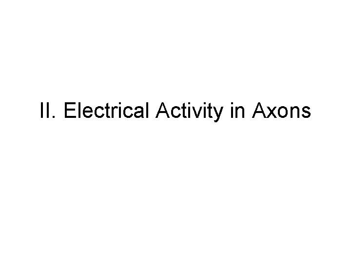 II. Electrical Activity in Axons 