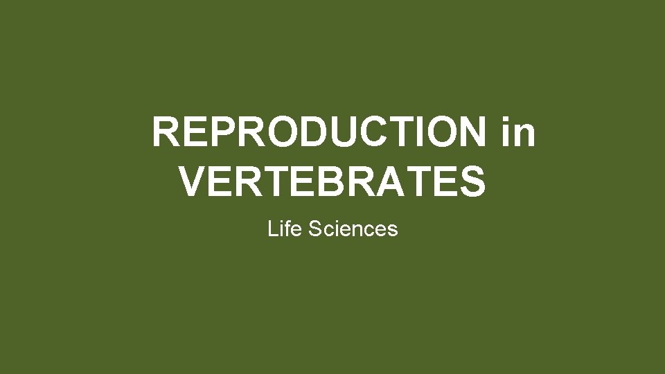 REPRODUCTION in VERTEBRATES Life Sciences 