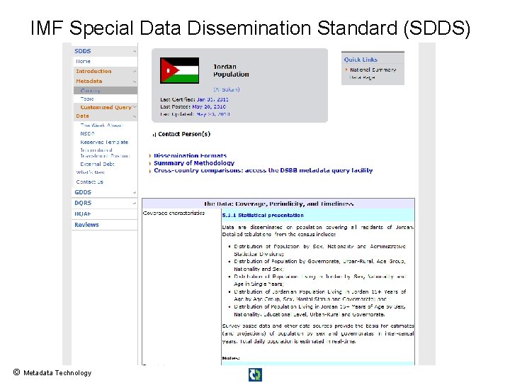 IMF Special Data Dissemination Standard (SDDS) © Metadata Technology 