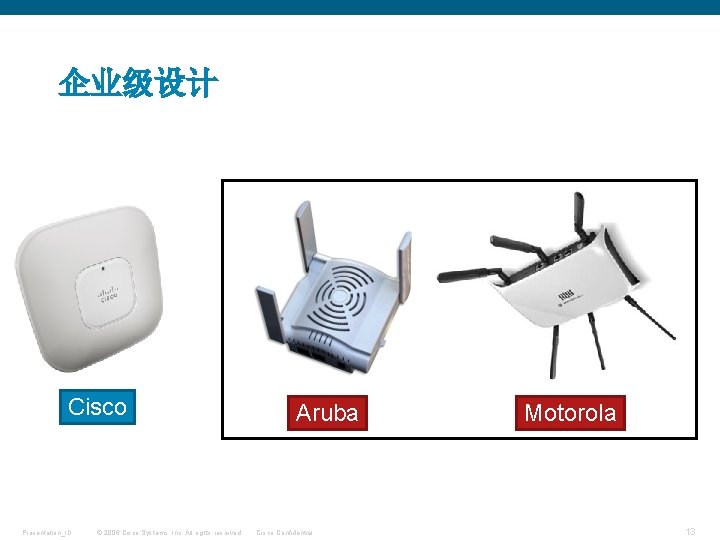 企业级设计 Cisco Presentation_ID © 2006 Cisco Systems, Inc. All rights reserved. Aruba Cisco Confidential