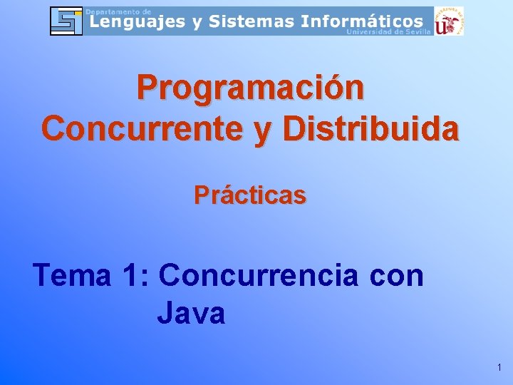 Programación Concurrente y Distribuida Prácticas Tema 1: Concurrencia con Java 1 