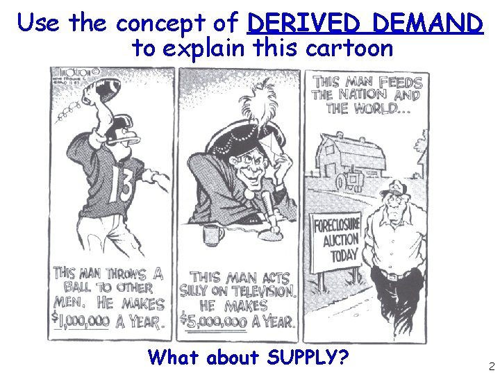 Use the concept of DERIVED DEMAND to explain this cartoon What about SUPPLY? 2