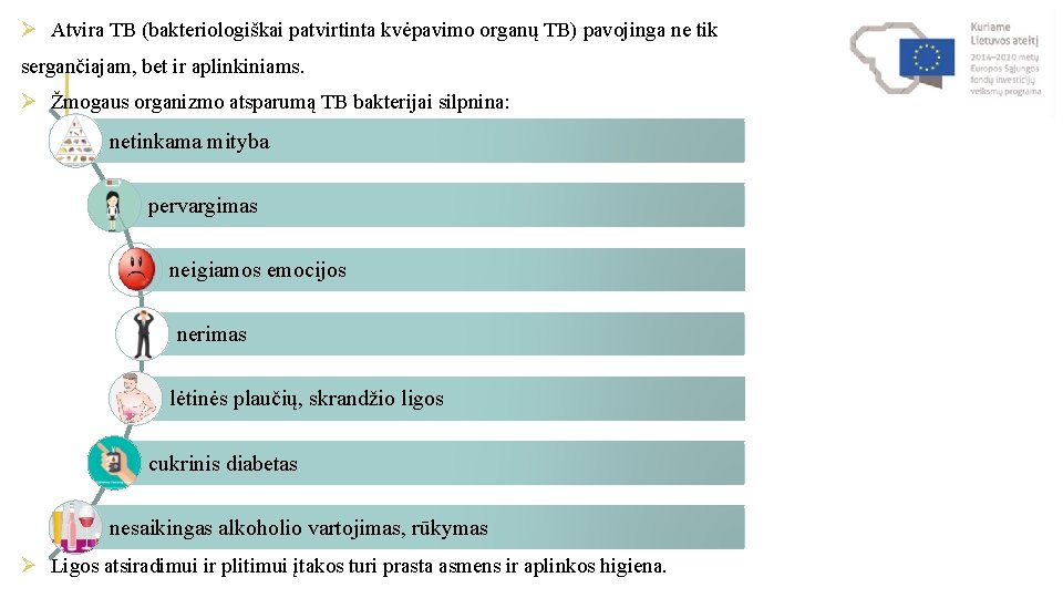 Ø Atvira TB (bakteriologiškai patvirtinta kvėpavimo organų TB) pavojinga ne tik sergančiajam, bet ir