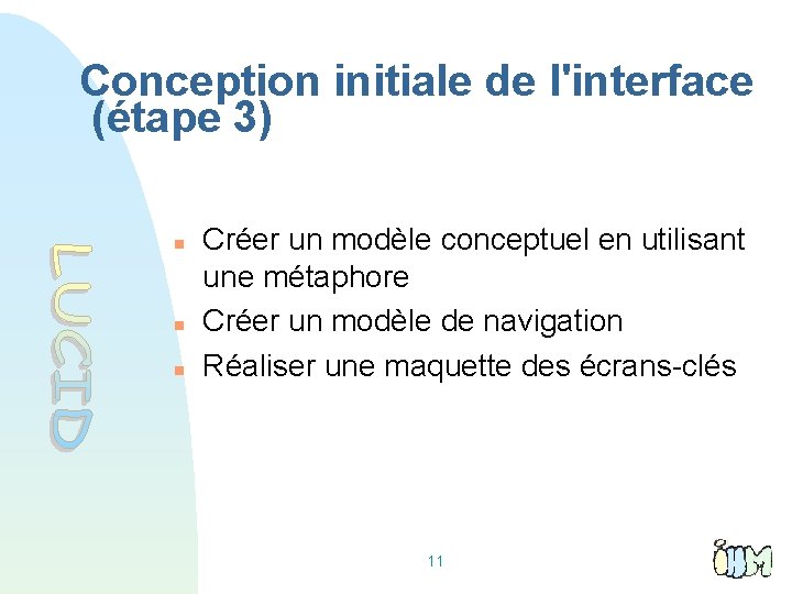 Conception initiale de l'interface (étape 3) Créer un modèle conceptuel en utilisant une métaphore