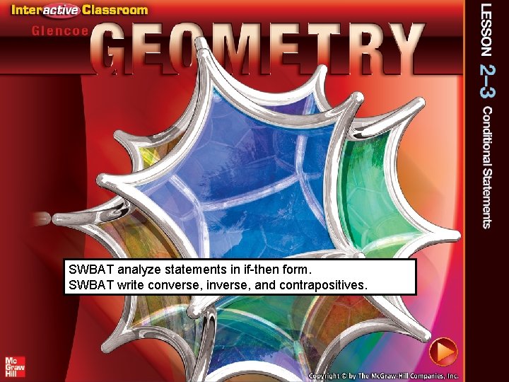 SWBAT analyze statements in if-then form. SWBAT write converse, inverse, and contrapositives. 