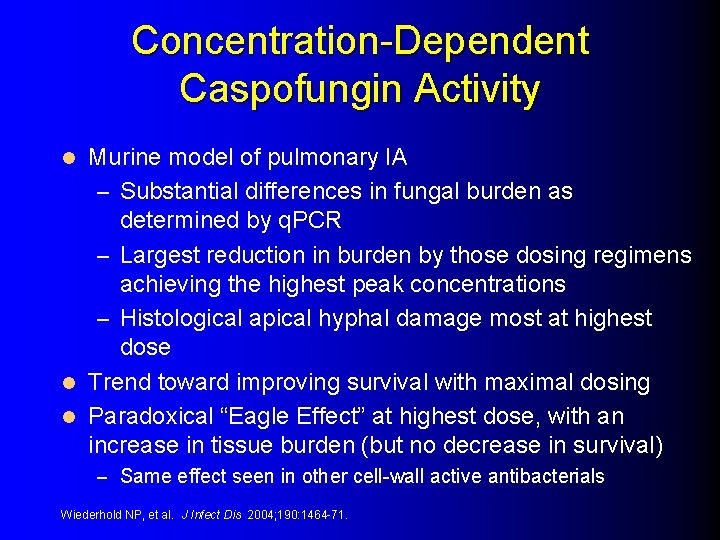 Concentration-Dependent Caspofungin Activity Murine model of pulmonary IA – Substantial differences in fungal burden