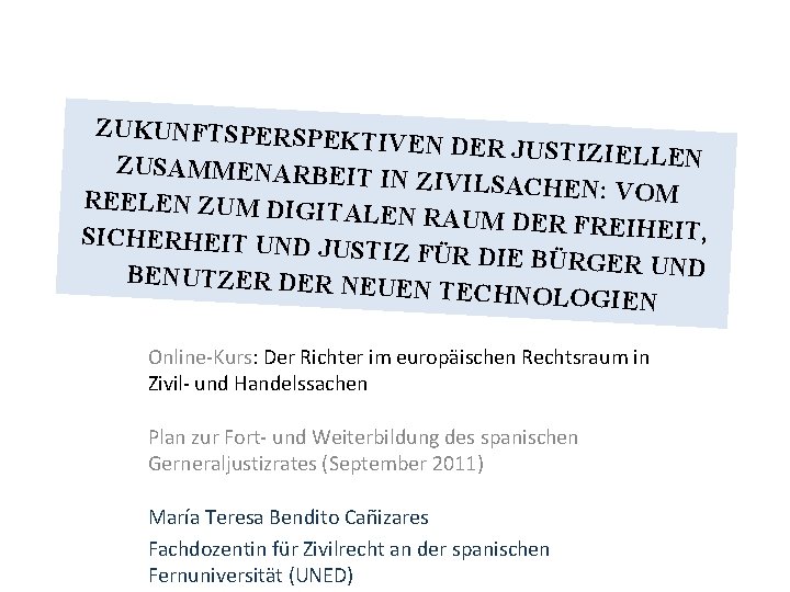 ZUKUNFTSPERSPEK TIVEN DER JUSTIZIE LLEN ZUSAMMENARBEIT IN ZIVILSACHEN: V OM REELEN ZUM DIGIT ALEN