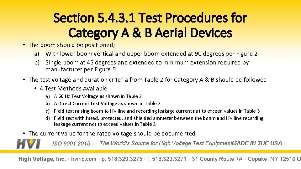 Section 5. 4. 3. 1 Test Procedures for Category A & B Aerial Devices