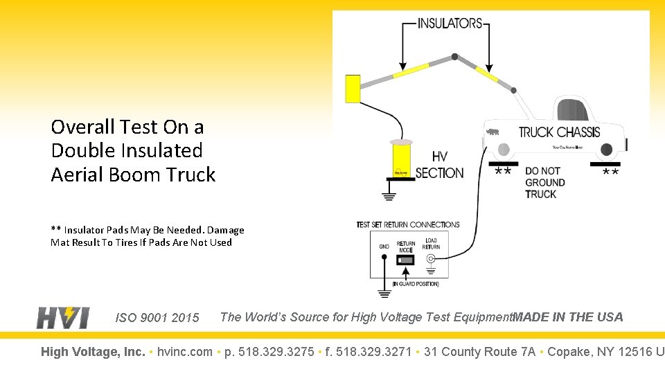 Overall Test On a Double Insulated Aerial Boom Truck ** Insulator Pads May Be