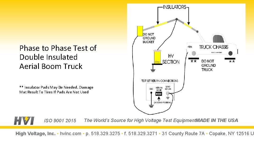 Phase to Phase Test of Double Insulated Aerial Boom Truck ** Insulator Pads May