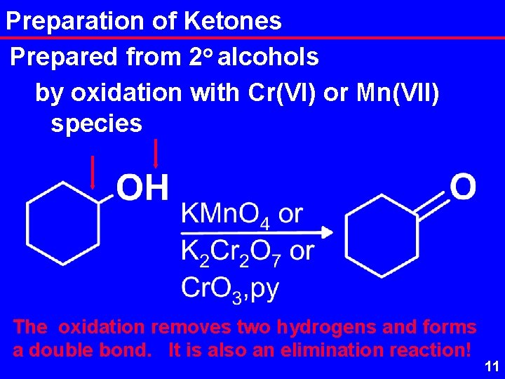 Preparation of Ketones Prepared from 2 o alcohols by oxidation with Cr(VI) or Mn(VII)