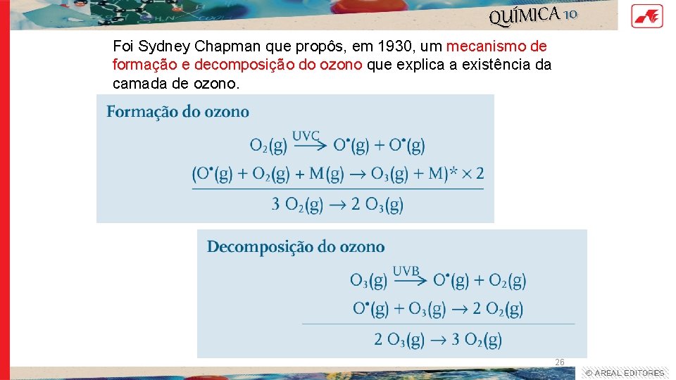 QUÍMICA 10 Foi Sydney Chapman que propôs, em 1930, um mecanismo de formação e