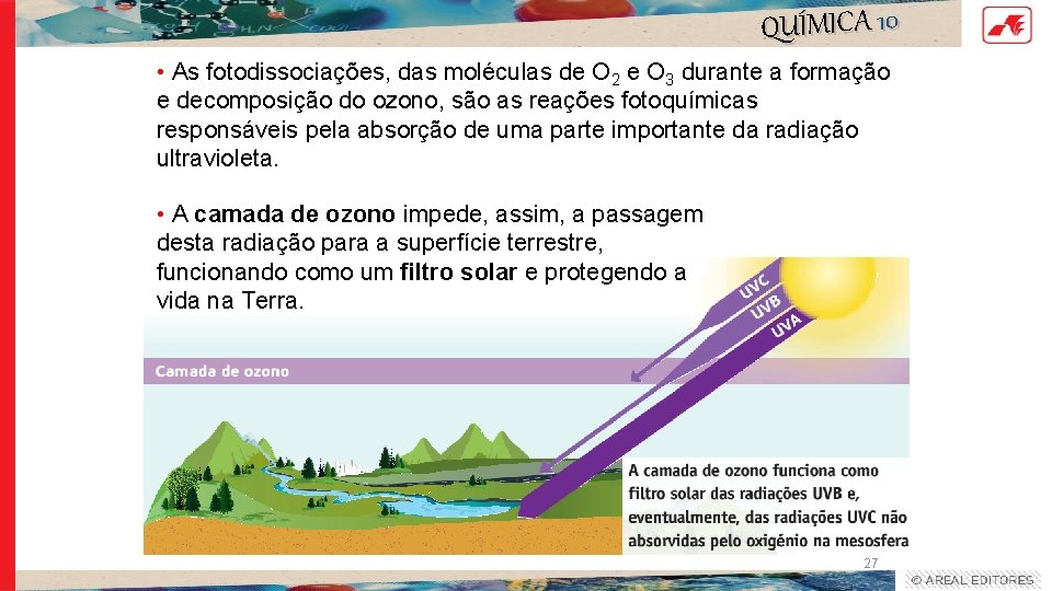 QUÍMICA 10 • As fotodissociações, das moléculas de O 2 e O 3 durante