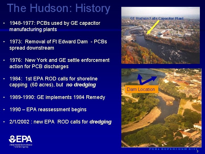 The Hudson: History • 1948 -1977: PCBs used by GE capacitor manufacturing plants GE