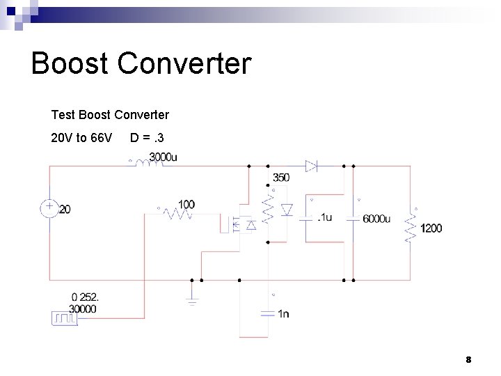 Boost Converter Test Boost Converter 20 V to 66 V D =. 3 8