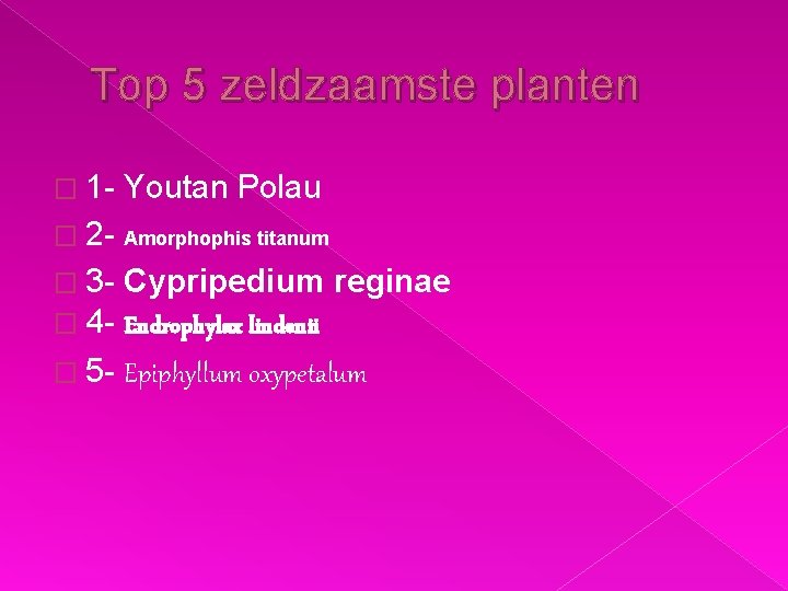 Top 5 zeldzaamste planten � 1 - Youtan Polau � 2 - Amorphophis titanum