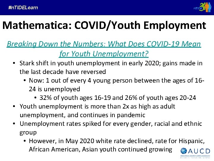 #n. TIDELearn Mathematica: COVID/Youth Employment Breaking Down the Numbers: What Does COVID-19 Mean for