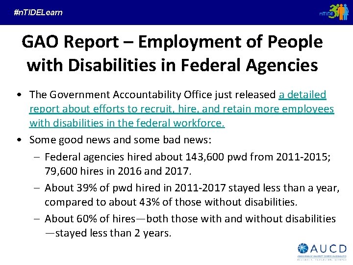 #n. TIDELearn GAO Report – Employment of People with Disabilities in Federal Agencies •