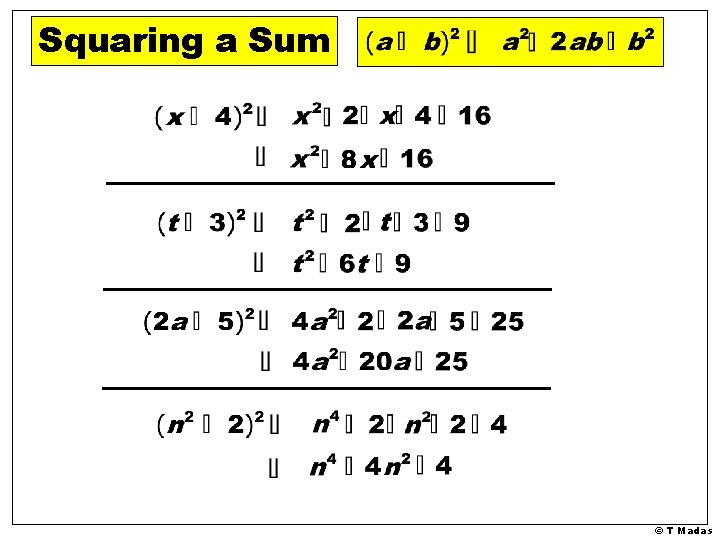 Squaring a Sum © T Madas 