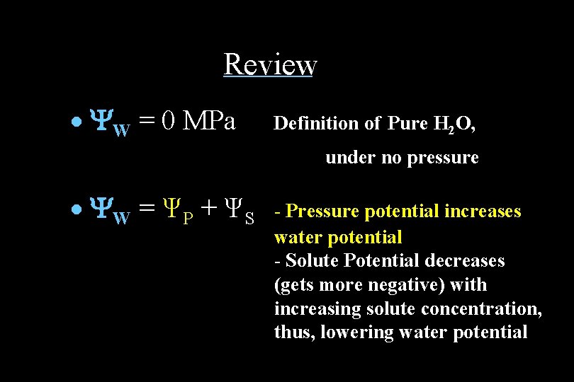 Review · YW = 0 MPa Definition of Pure H 2 O, under no Review · YW = 0 MPa Definition of Pure H 2 O, under no