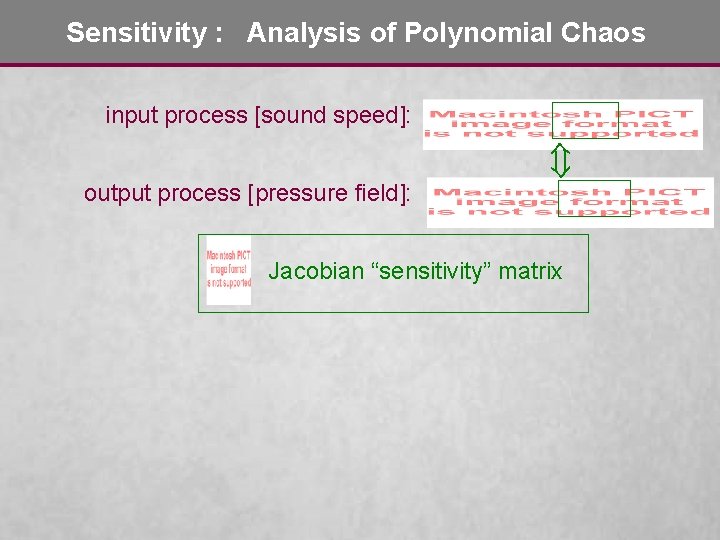 Sensitivity : Analysis of Polynomial Chaos input process [sound speed]: output process [pressure field]: