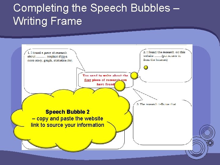 Completing the Speech Bubbles – Writing Frame Speech Bubble 2 – copy and paste