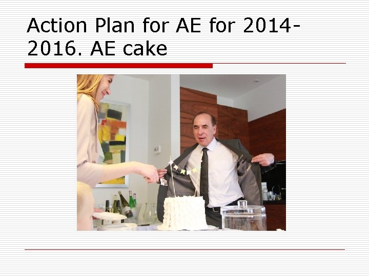 Action Plan for AE for 20142016. AE cake 